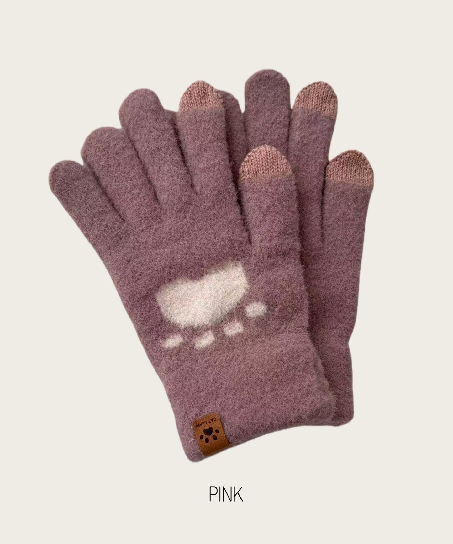 手袋 レディース メンズ スマホ対応 肉球デザイン ニット手袋 5本指 スマホタッチ対応 かわいい 防寒 冬小物KYS-009