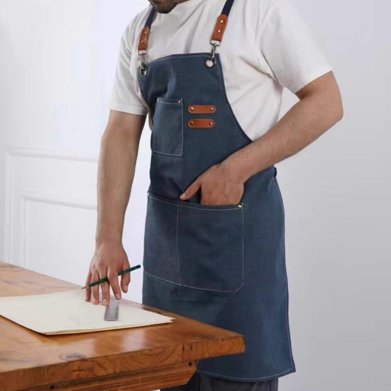 アート教室・カフェ・園芸エプロン・バーベキューシェフ・バリスタ・バーテンダー撥水エプロンKYS-006