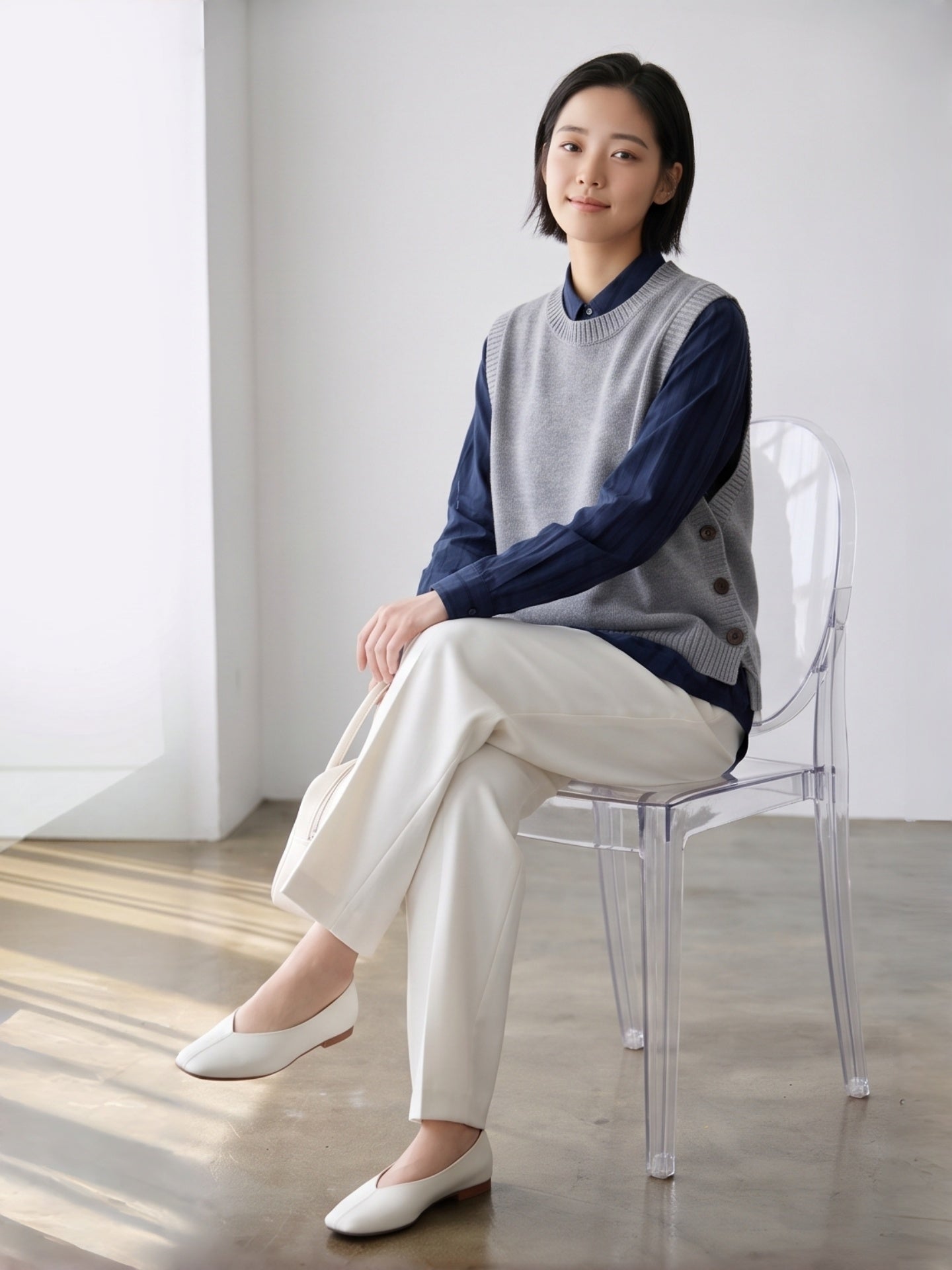 KY1013・サイドボタンニットベスト