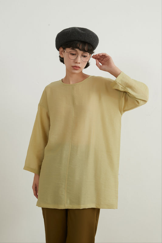 Sheer linen blend tunic/sheer 2-way top KNNT315