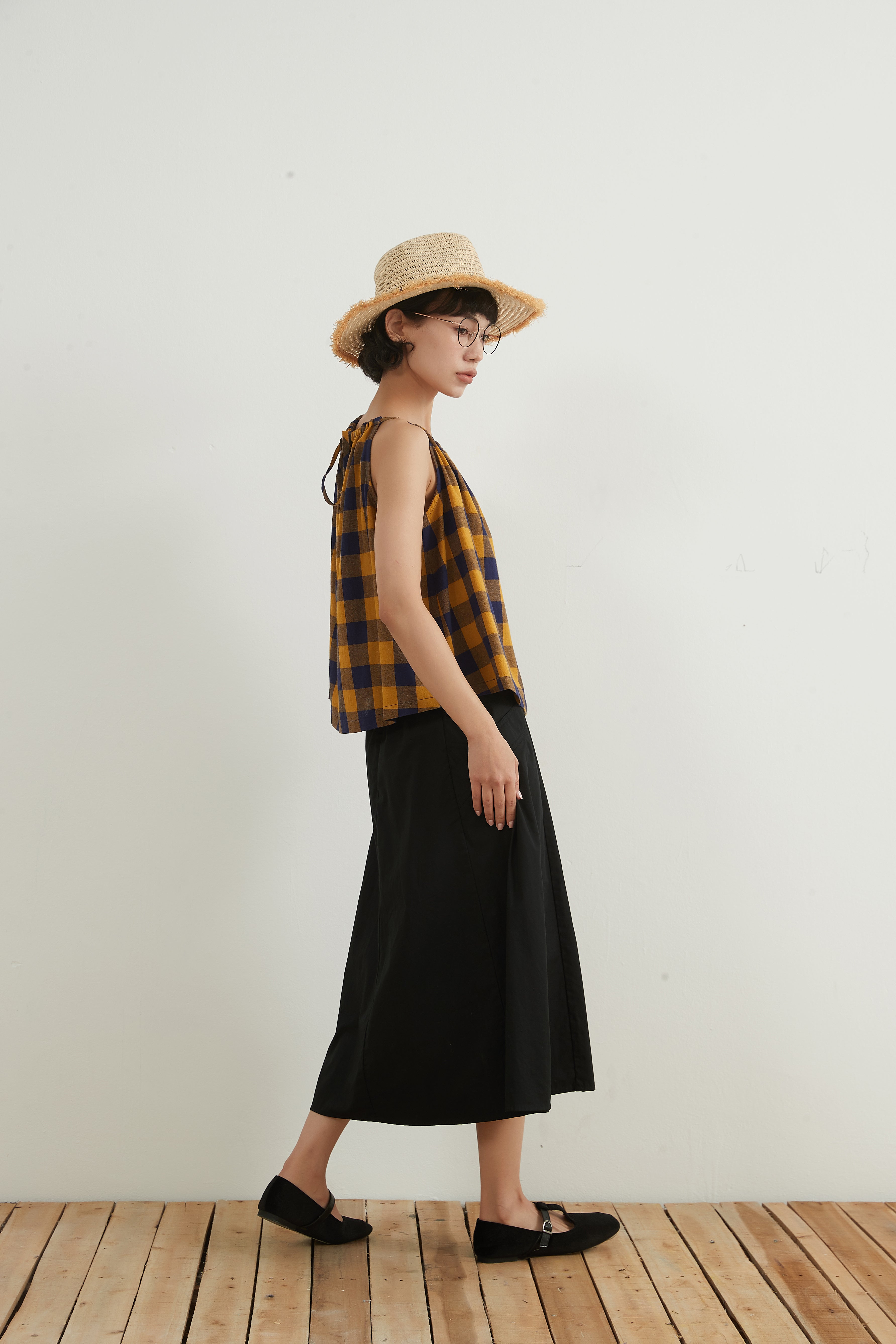 COTTON BICOLOUR CHECK CAMISOLE　コットンチェックキャミソール