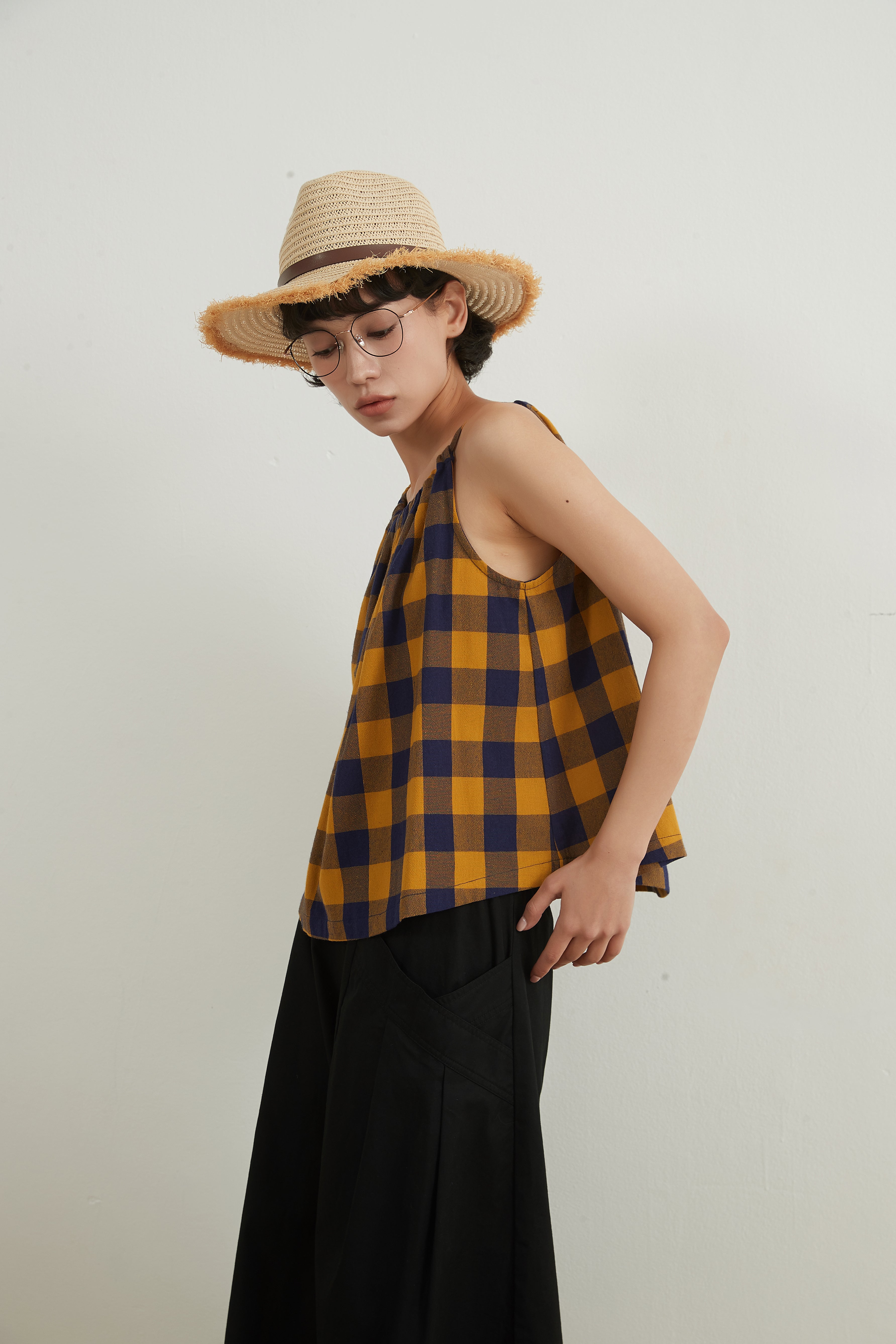 COTTON BICOLOUR CHECK CAMISOLE　コットンチェックキャミソール