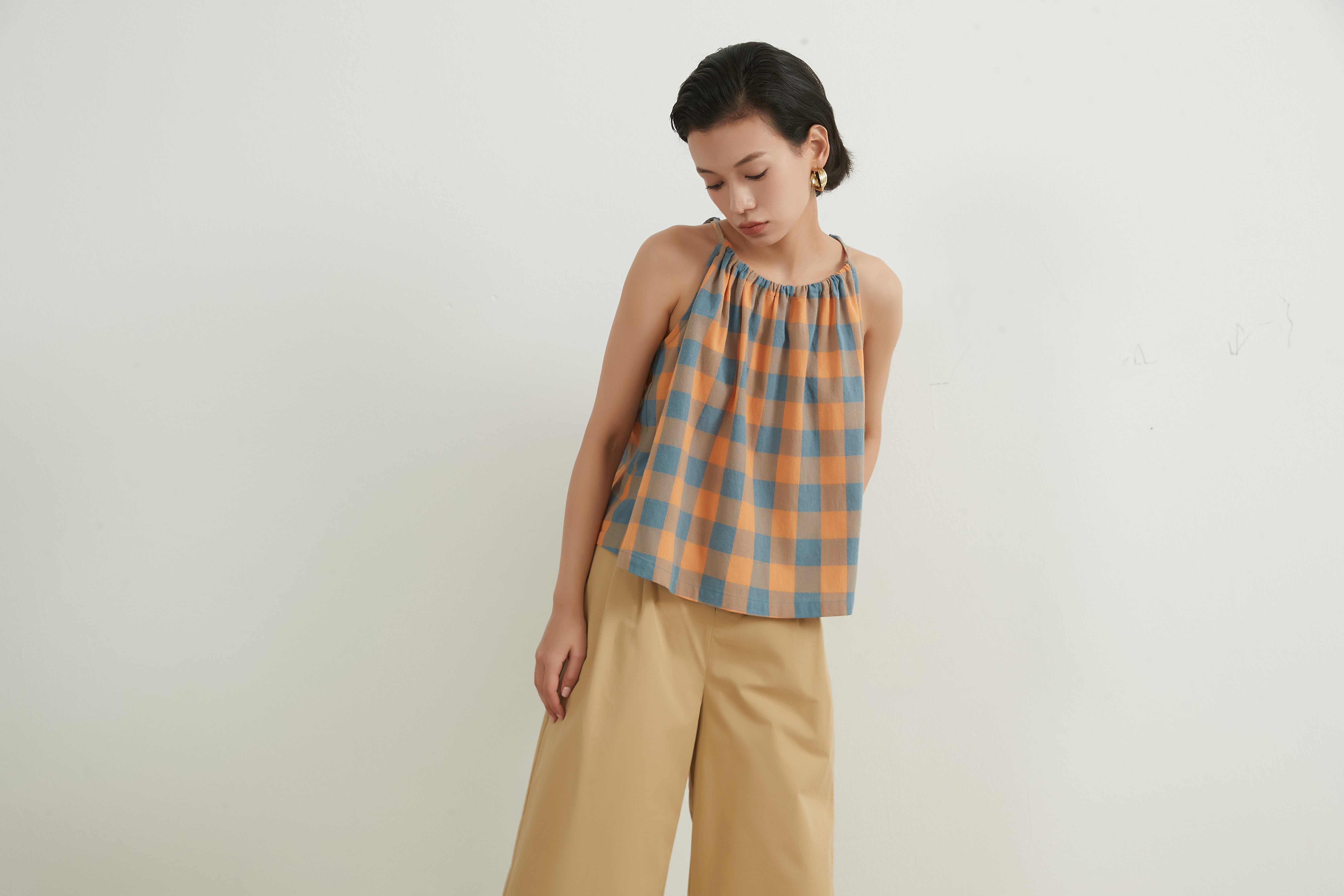 COTTON BICOLOUR CHECK CAMISOLE　コットンチェックキャミソール