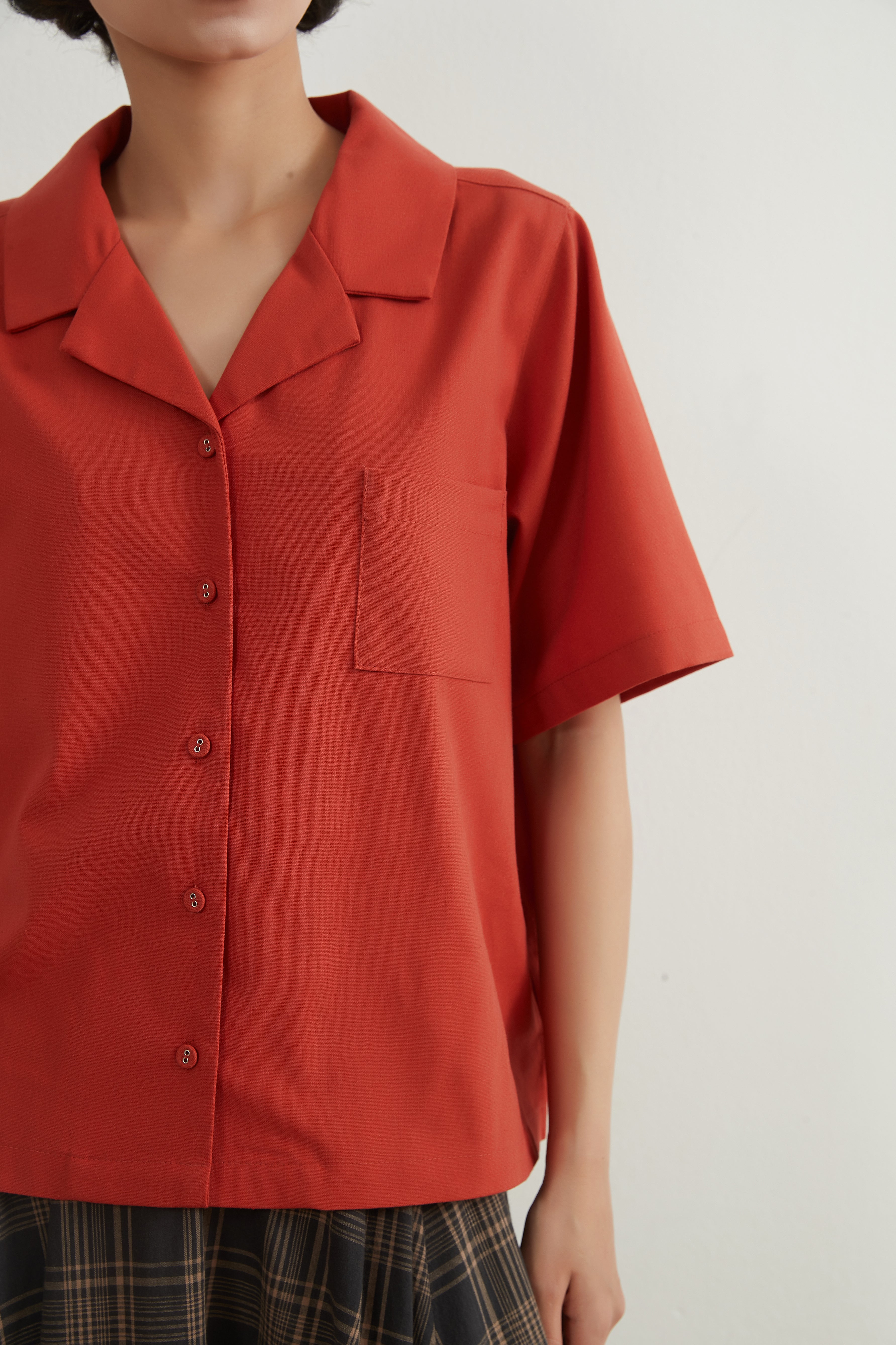 LINEN COTTON CAMP COLLAR SHIRT　リネンコットンキャンプカラー半袖ボタンシャツ